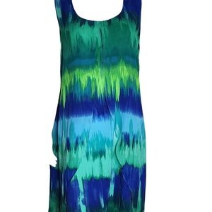 Notations Women’s Petite Blue Green Tank Dress (Sizes PS,PM,PL,PXL)